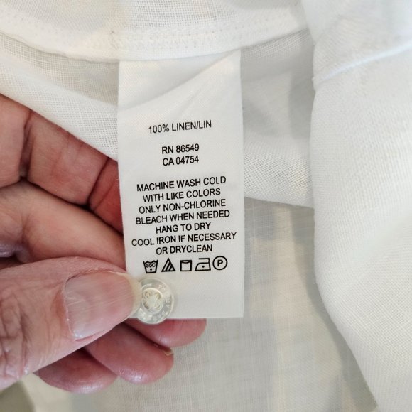 Tommy Bahama Relax White Linen Button Down Long Sleeve Shirt, Size Medium - Picture 6 of 9